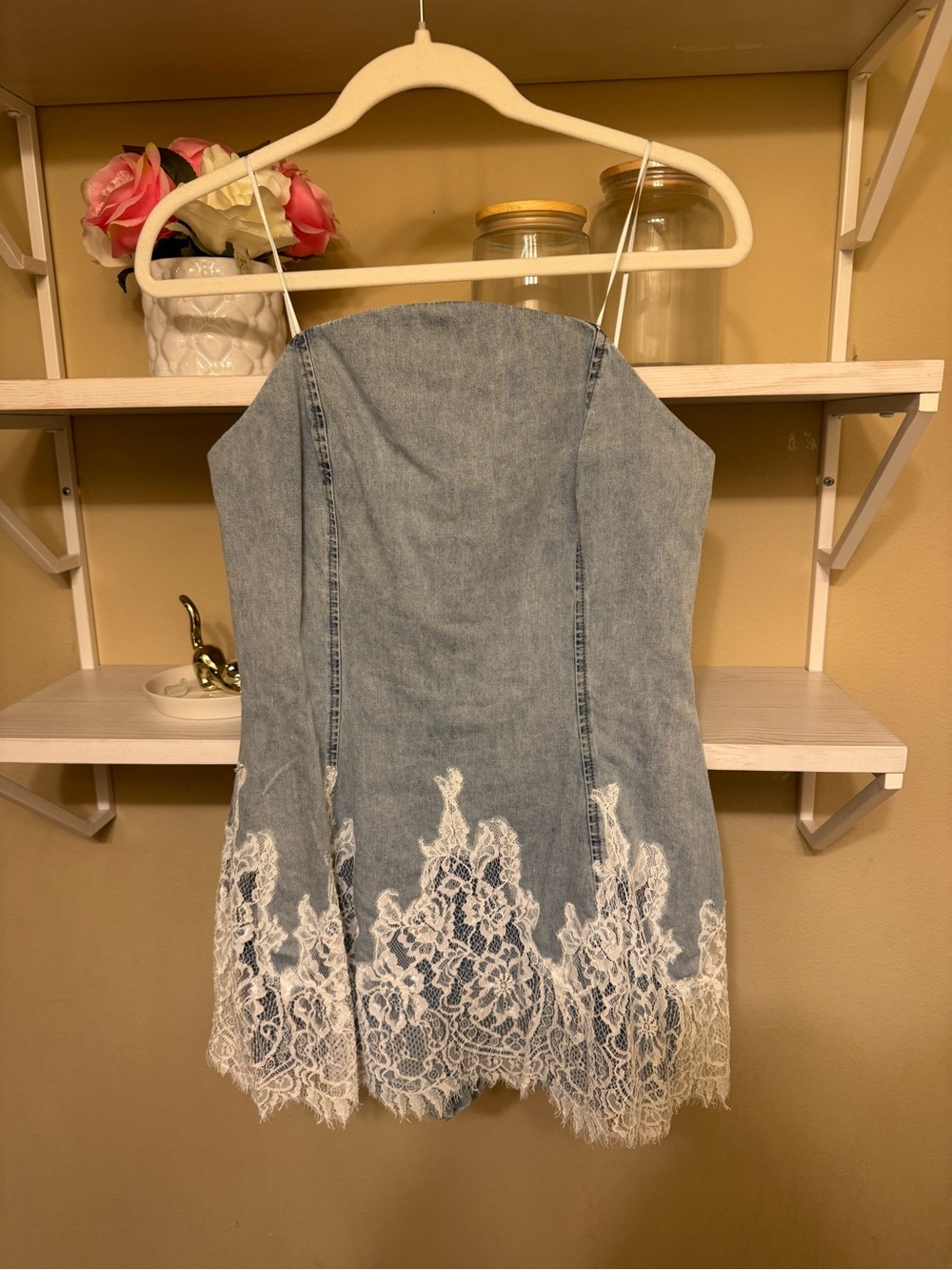Amanda Uprichard Light Blue Denim Strapless Mini Dress